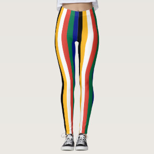 Südafrika Nationalflagge Farben Vertikal Gestreift Leggings