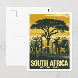 Südafrika Nationalpark Vintage Reiseort Postkarte