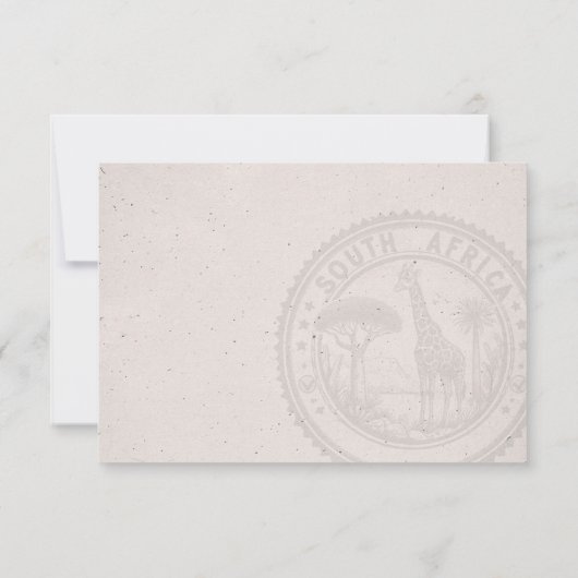 Südafrika Passport Hochzeit RSVP Karte (Rückseite)