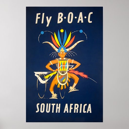Südafrika Plakat BOAC Reise Kunst Afrikanischer Dr (Vorne)