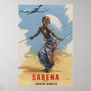 Südafrika Poster Sabena Reise Druck Afrikanisch