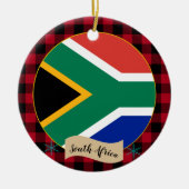 Südafrika, Roter Büffel, karierte und afrikanische Keramik Ornament (Vorne)