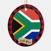 Südafrika, Roter Büffel, karierte und afrikanische Keramik Ornament (Links)