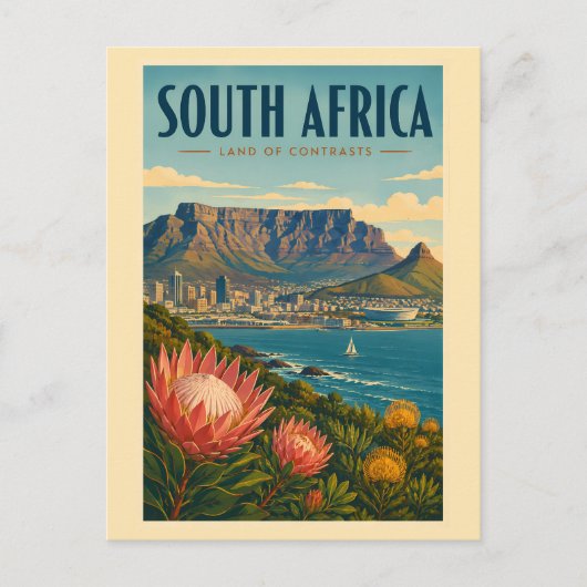 Südafrika Tafelberg Illustration Reise Postkarte (Vorderseite)