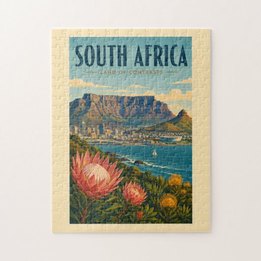 Südafrika Tafelberg Illustration Reise Puzzle (Vertikal)