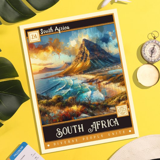 Südafrika | Vintage-Gemälde Postkarte