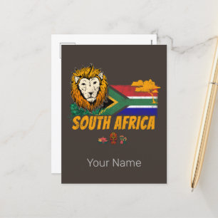 Südafrika Vintage-Löwenflagge Safari-Souvenir Feiertagspostkarte