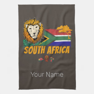 Südafrika Vintage-Löwenflagge Safari-Souvenir Geschirrtuch