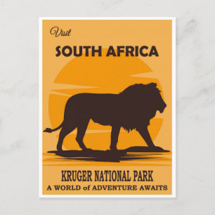 Südafrika Vintage Nationalpark Löwe Reise Postkarte