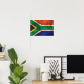 Südafrika: Vintage und kratzerierte Flagge Poster (Heimbüro)