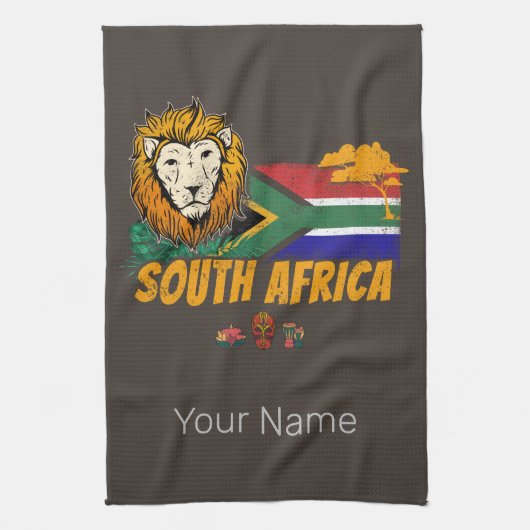 Südafrika Vintager Löwenfahne Safari Souvenir Geschirrtuch (Vertikal)