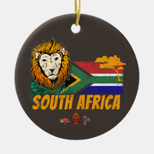Südafrika Vintager Löwenfahne Safari Souvenir Keramik Ornament