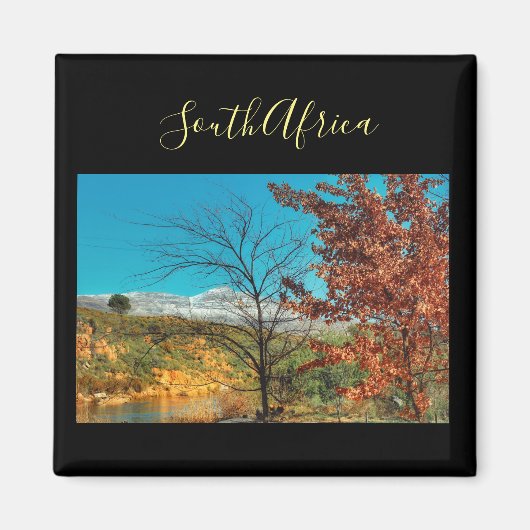 Südafrika Winter Herbstlandschaft Schneemagnet Magnet (Vorne)