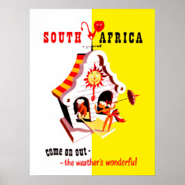 Südafrika, wunderbarer Wetterzeiger, Vintag Poster