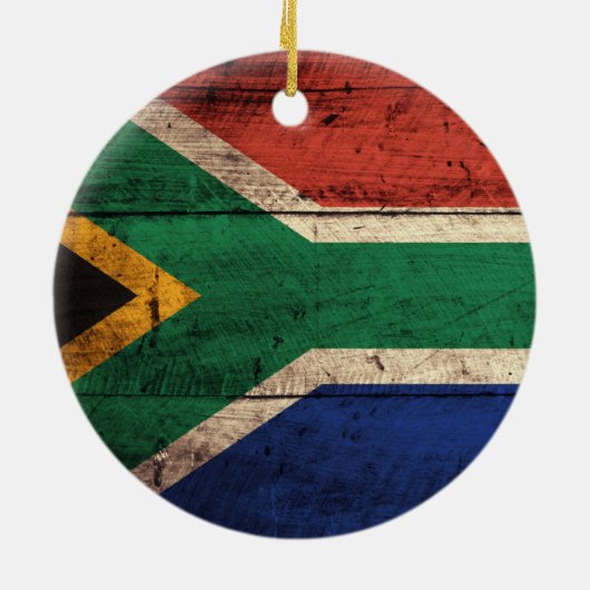 Südafrikanische Fahne aus Holz Keramikornament (Hinten)