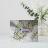 Südafrikanische Flagge auf Karte (Stehend Vorderseite)