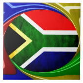 Südafrikanische Flagge: Dynamisches Swirl-Motiv Fliese (Vorderseite)