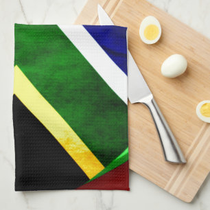 Südafrikanische Flagge: Dynamisches Swirl-Motiv Geschirrtuch