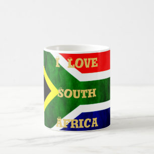 Südafrikanische Flagge: Dynamisches Swirl-Motiv Kaffeetasse