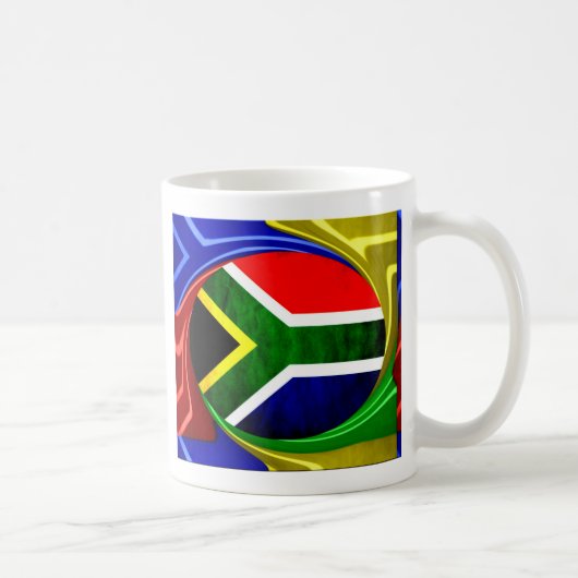 Südafrikanische Flagge: Dynamisches Swirl-Motiv Kaffeetasse (Rechts)