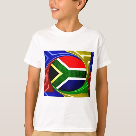 Südafrikanische Flagge: Dynamisches Swirl-Motiv T-Shirt (Vorderseite)