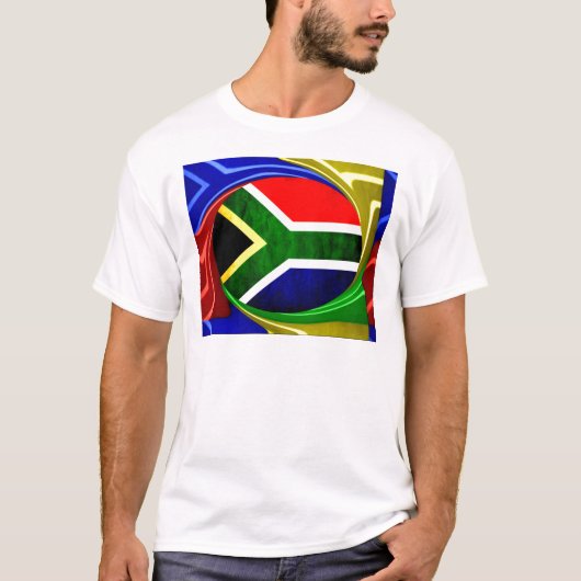 Südafrikanische Flagge: Dynamisches Swirl-Motiv T-Shirt (Vorderseite)