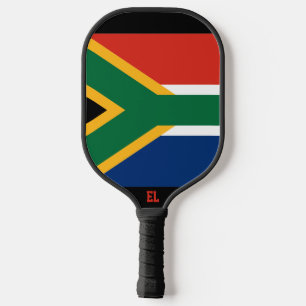 Südafrikanische Flagge mit Initialen Pickleball Schläger
