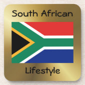 Südafrikanische Flagge+Text-Untersetzer Untersetzer (Vorderseite)