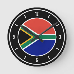 Südafrikanische Flaggenelegante Runde Wanduhr
