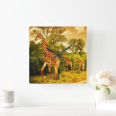 Südafrikanische Giraffen Quadratische Wanduhr (Zuhause)