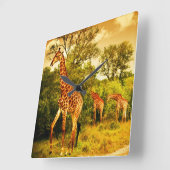 Südafrikanische Giraffen Quadratische Wanduhr (Winkel)