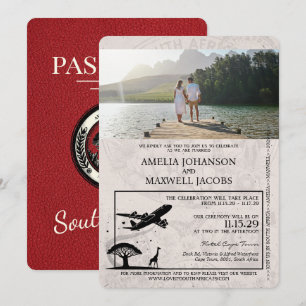 Südafrikanische Hochzeitseinladung im Reisepass-De Einladung