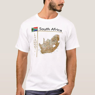 Südafrikanische Karte + Flagge + T - Shirt