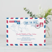 Südafrikanische Luftpost-Hochzeiten speichern das Save The Date (Stehend Vorderseite)