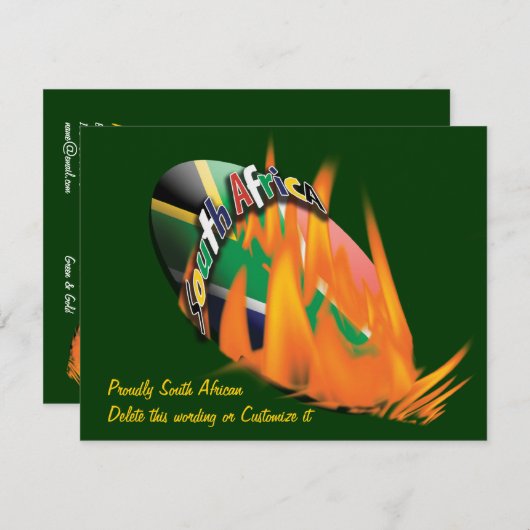 Südafrikanische Rugbyeinladungsschablone Einladung (Vorne/Hinten)