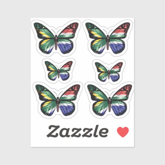 Südafrikanische Schmetterlingsmonarchflagge Aufkleber (Blatt)