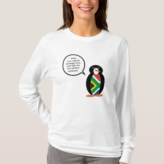 Südafrikanische sprechende Ms. Pinguin-Personalisi T-Shirt (Vorderseite)