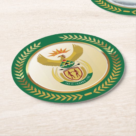 Südafrikanische Wappen Runder Pappuntersetzer (Angewinkelt)