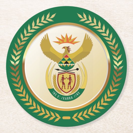 Südafrikanische Wappen Runder Pappuntersetzer (Vorderseite)