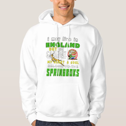 SÜDAFRIKANISCHER ENGLISCHER RUGBY FAN HOODIE (Vorderseite)