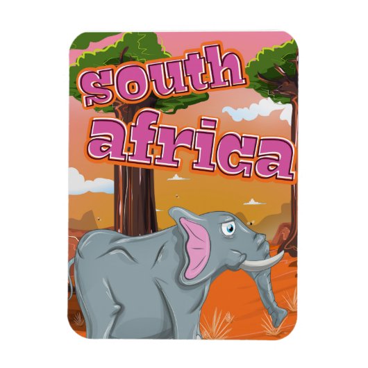 Südafrikanisches Cartoon-Reiseplakat Magnet (Vertikal)