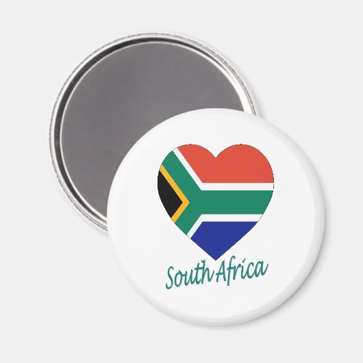 Südafrikanisches Flaggenherz Magnet (Vorderseite/Rückseite)