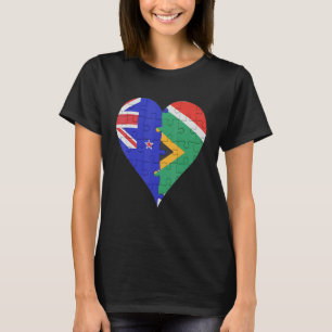 Südafrikanisches Flaggenherz Neuseelands T-Shirt