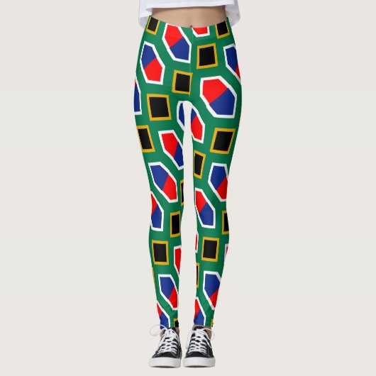 Südafrikanisches Flaggenmuster Leggings (Vorderseite)