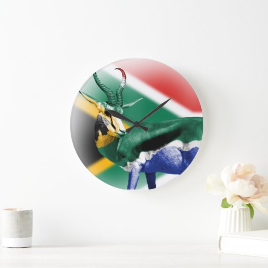 Südafrikaspringbuck-Flaggen-Wanduhr Große Wanduhr (Zuhause)