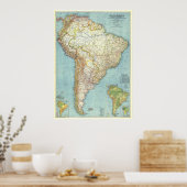 " Südamerika: 1942 Detaillierte farbige ... Poster (Küche)