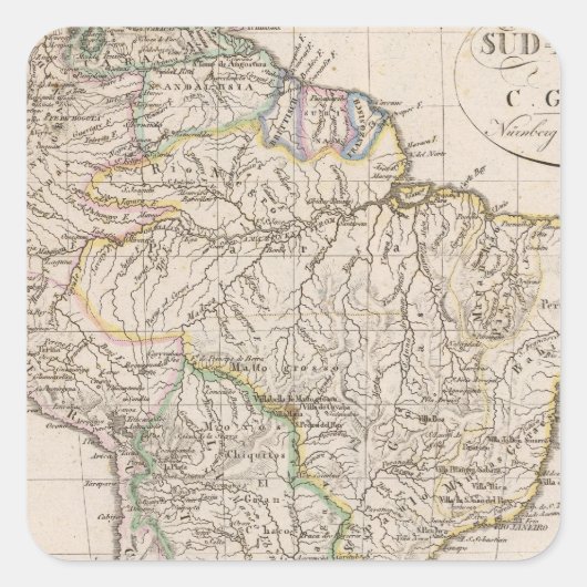 Südamerika 9 quadratischer aufkleber (Vorderseite)