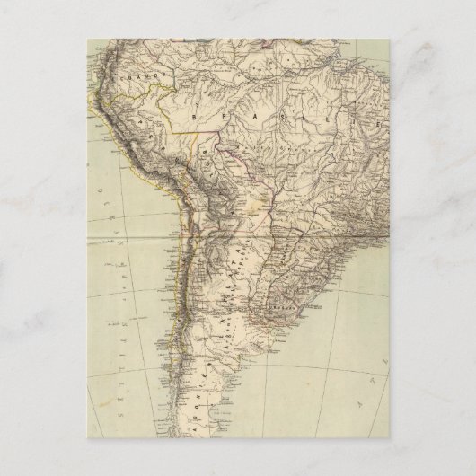 Südamerika-Atlas-Karte Postkarte (Vorderseite)