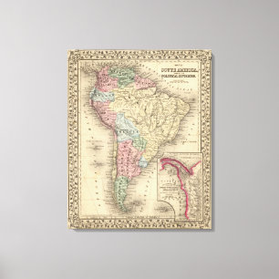 Südamerika-Karte durch Mitchell Leinwanddruck