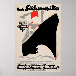 Südamerika-Kreuzfahrtposter Vintage Hamburg Dampf Poster